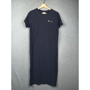 Champion Shirt Dress Womens Medium Black Reverse Weave Cotton Casual Logo Beach